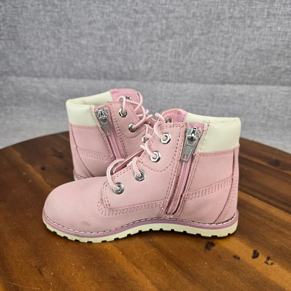 Timberland Toddler Pink Nubuck 6 Inch Side Zip Waterproof Boots TB1A27EGV20 Sz10